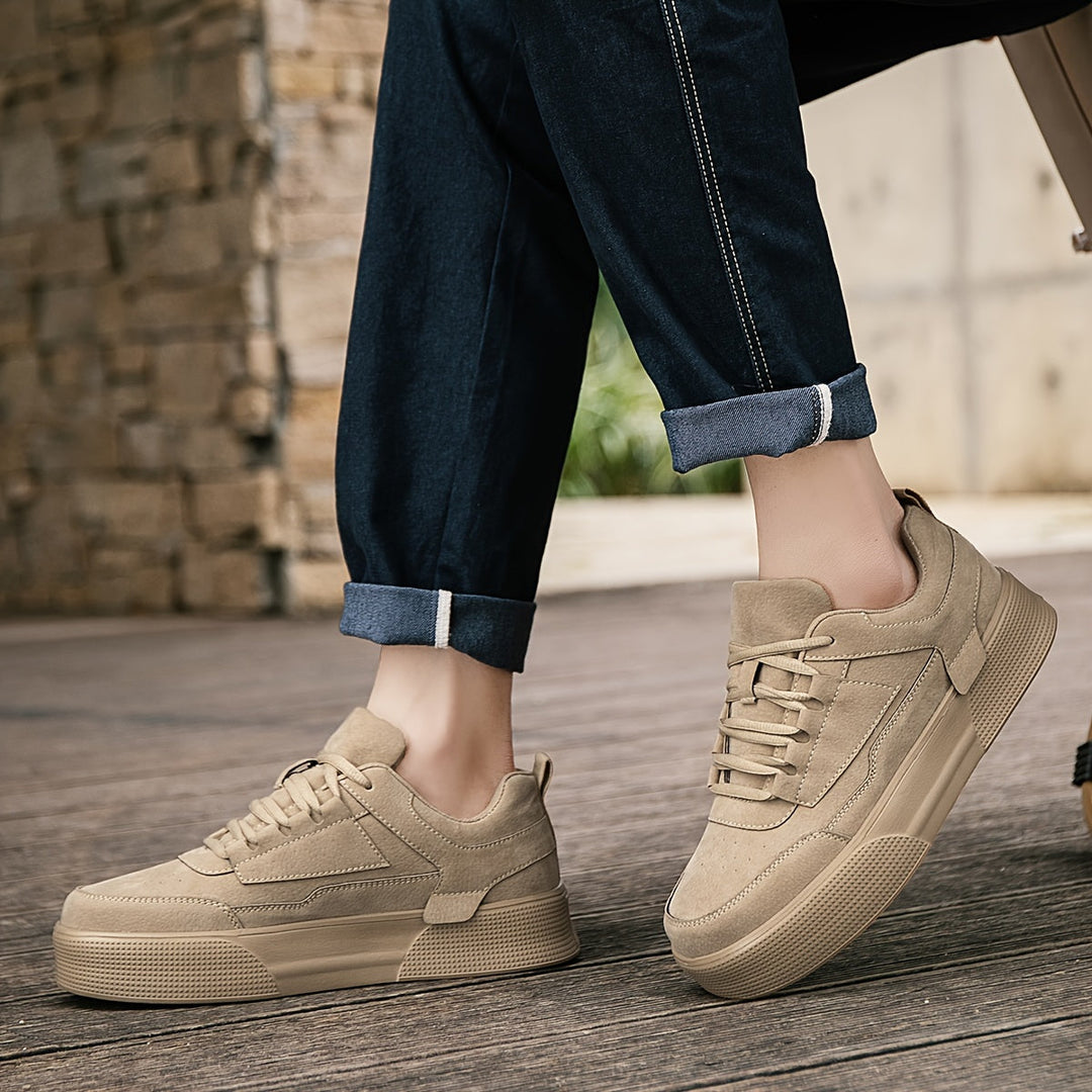 Khaki suede platform sneakers